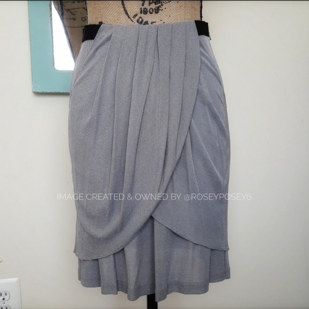 Alexander Wang Draped Gray Skirt with black band
